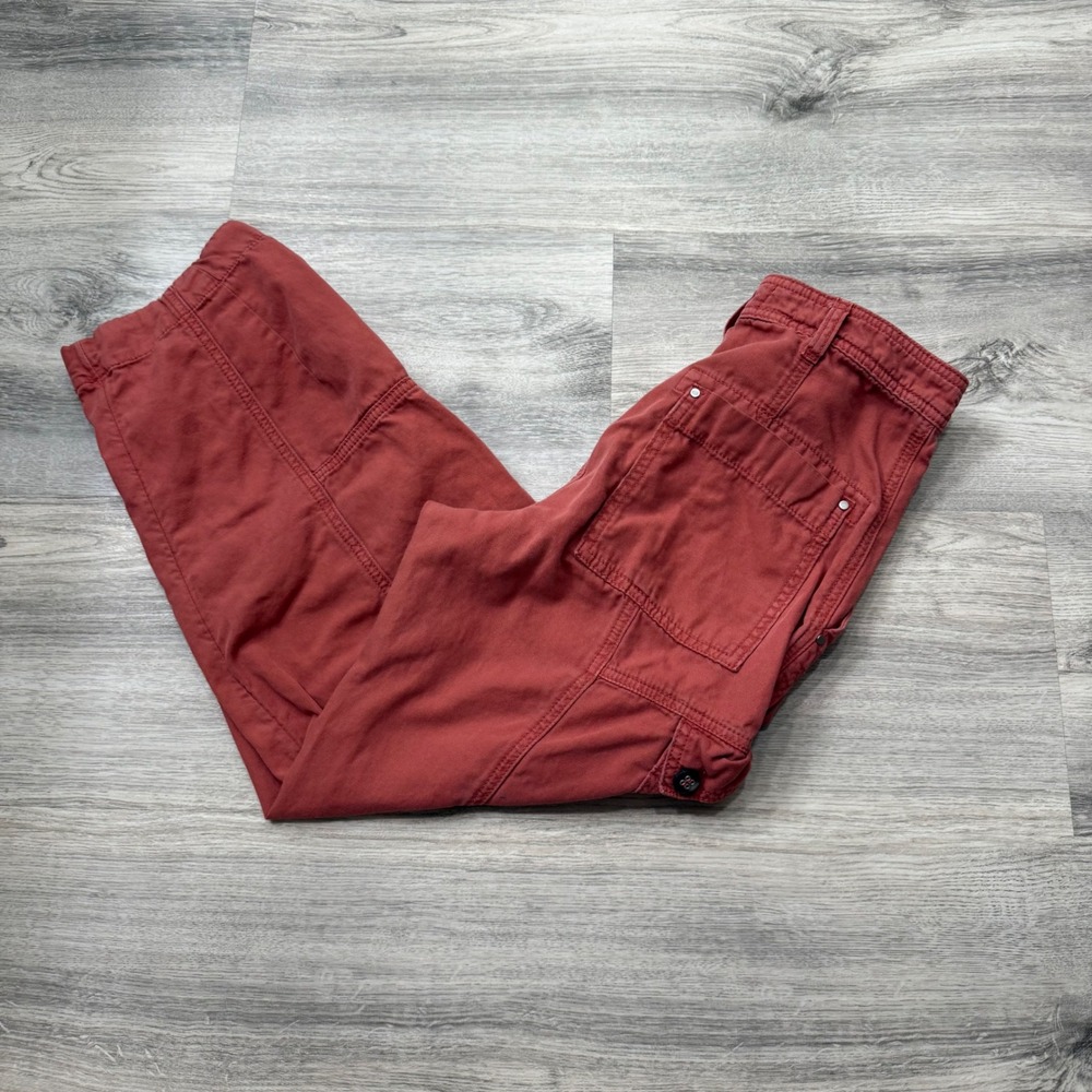 Anthropologie Organic Cotton Utility Cargo Pants Red Terracotta 2
